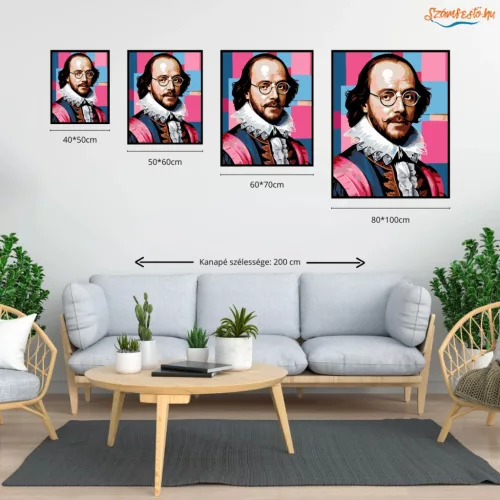 William Shakespeare szemüvegben - számfestő készlet - Számfestő.hu - 40×50cm - Keretre feszítve