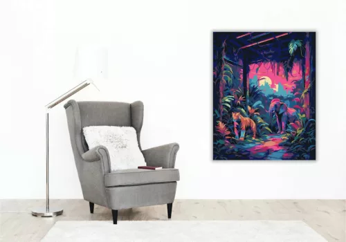 Neon dzsungel - számfestő készlet - Számfestő.hu - 40×50cm - Keretre feszítve