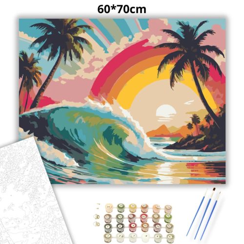 Tropusi hullámtörés - számfestő készlet - Számfestő.hu - 60×70cm - Keret nélkül