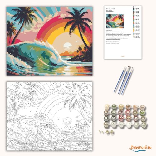 Tropusi hullámtörés - számfestő készlet - Számfestő.hu - 60×70cm - Keret nélkül