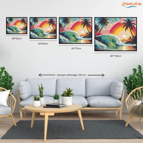Tropusi hullámtörés - számfestő készlet - Számfestő.hu - 60×70cm - Keretre feszítve