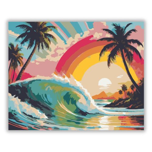 Tropusi hullámtörés - számfestő készlet - Számfestő.hu - 60×70cm - Keret nélkül