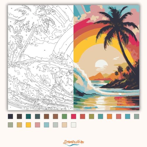 Tropusi hullámtörés - számfestő készlet - Számfestő.hu - 40×50cm - Keretre feszítve