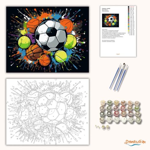 Vibráló sportlabdák - számfestő készlet - Számfestő.hu - 60×70cm - Keret nélkül