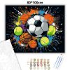 Vibráló sportlabdák - számfestő készlet - Számfestő.hu - 80×100cm - Keretre feszítve