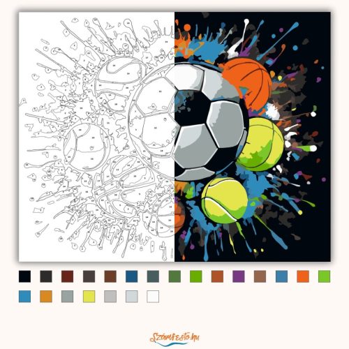 Vibráló sportlabdák - számfestő készlet - Számfestő.hu - 40×50cm - Keret nélkül
