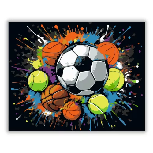 Vibráló sportlabdák - számfestő készlet - Számfestő.hu - 40×50cm - Keret nélkül
