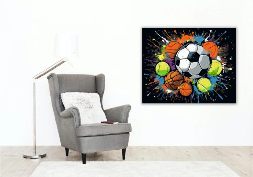 Vibráló sportlabdák - számfestő készlet - Számfestő.hu - 40×50cm - Keret nélkül