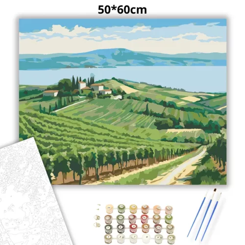 Balatoni szőlősorok - számfestő készlet - Számfestő.hu - 50×60cm - Keret nélkül