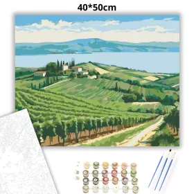 Balatoni szőlősorok - számfestő készlet - Számfestő.hu - 40×50cm - Keret nélkül