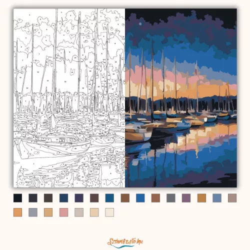Nyugodt árbócerdő - számfestő készlet - Számfestő.hu - 50×60cm - Keretre feszítve