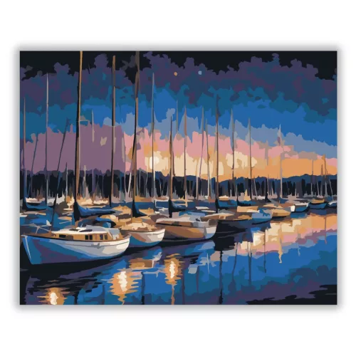 Nyugodt árbócerdő - számfestő készlet - Számfestő.hu - 60×70cm - Keretre feszítve