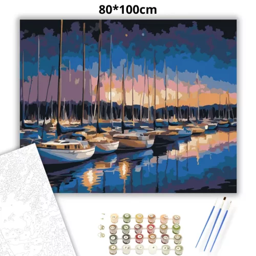 Nyugodt árbócerdő - számfestő készlet - Számfestő.hu - 80×100cm - Keret nélkül