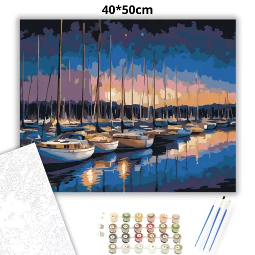 Nyugodt árbócerdő - számfestő készlet - Számfestő.hu - 40×50cm - Keret nélkül