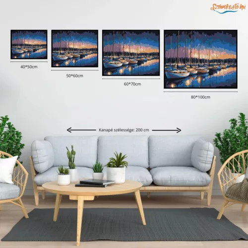 Nyugodt árbócerdő - számfestő készlet - Számfestő.hu - 40×50cm - Keretre feszítve