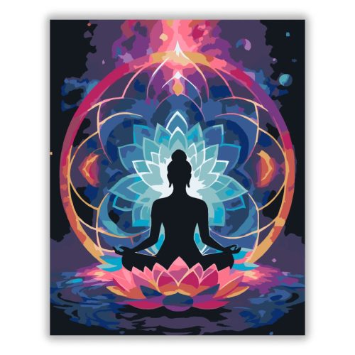 Nyugodt meditáció lótuszvirágokkal - számfestő készlet - Számfestő.hu - 50×60cm - Keret nélkül