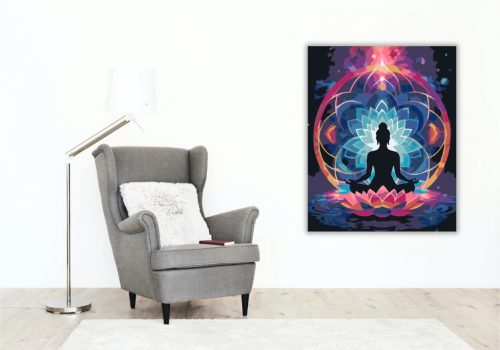 Nyugodt meditáció lótuszvirágokkal - számfestő készlet - Számfestő.hu - 80×100cm - Keret nélkül