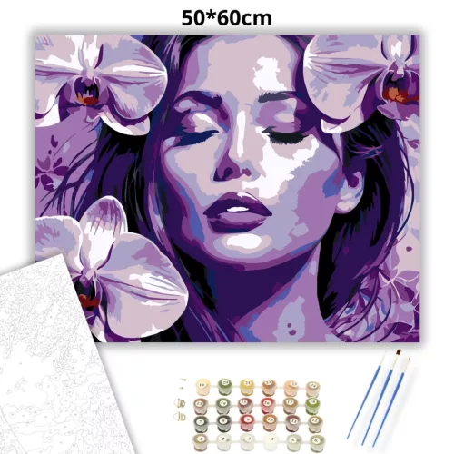 Álmodozó orchideák - számfestő készlet - Számfestő.hu - 50×60cm - Keretre feszítve