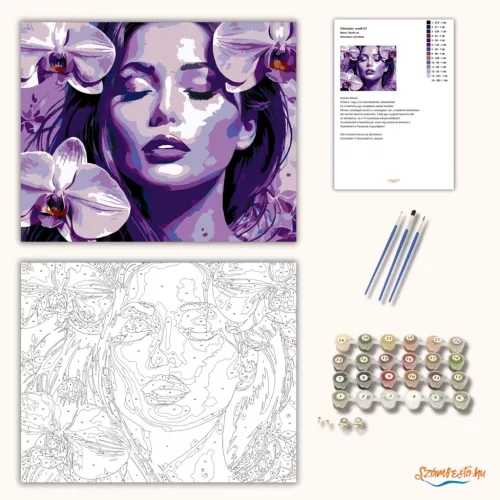 Álmodozó orchideák - számfestő készlet - Számfestő.hu - 50×60cm - Keret nélkül