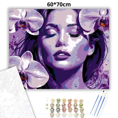 Álmodozó orchideák - számfestő készlet - Számfestő.hu - 60×70cm - Keretre feszítve