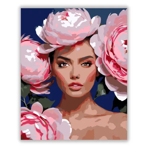 Elegáns bazsarózsa korona - számfestő készlet - Számfestő.hu - 50×60cm - Keretre feszítve