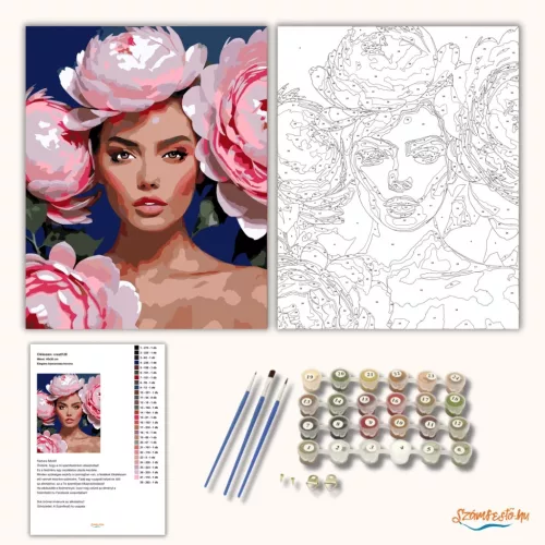 Elegáns bazsarózsa korona - számfestő készlet - Számfestő.hu - 60×70cm - Keret nélkül