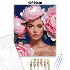 Elegáns bazsarózsa korona - számfestő készlet - Számfestő.hu - 40×50cm - Keret nélkül