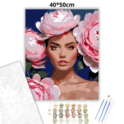 Elegáns bazsarózsa korona - számfestő készlet - Számfestő.hu - 40×50cm - Keretre feszítve