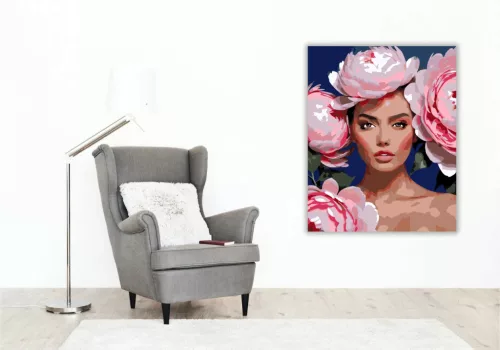 Elegáns bazsarózsa korona - számfestő készlet - Számfestő.hu - 40×50cm - Keretre feszítve