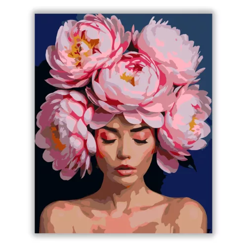 Álomszerű bazsarózsa koszorú - számfestő készlet - Számfestő.hu - 60×70cm - Keret nélkül