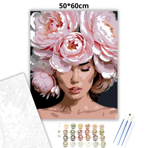 Bazsarózsa korona - számfestő készlet - Számfestő.hu - 50×60cm - Keretre feszítve