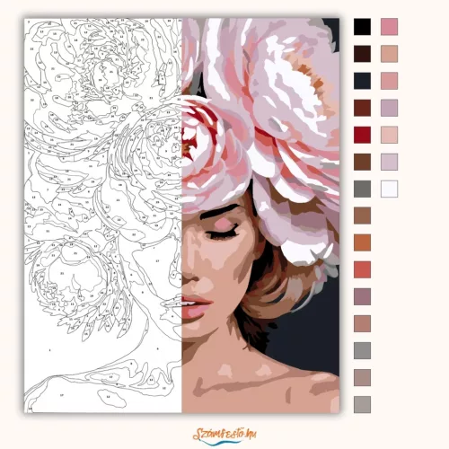 Bazsarózsa korona - számfestő készlet - Számfestő.hu - 50×60cm - Keret nélkül