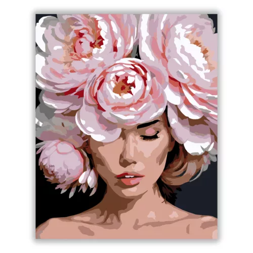 Bazsarózsa korona - számfestő készlet - Számfestő.hu - 50×60cm - Keretre feszítve