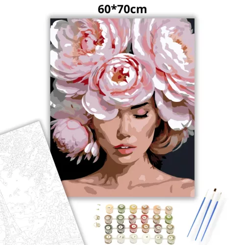 Bazsarózsa korona - számfestő készlet - Számfestő.hu - 60×70cm - Keret nélkül