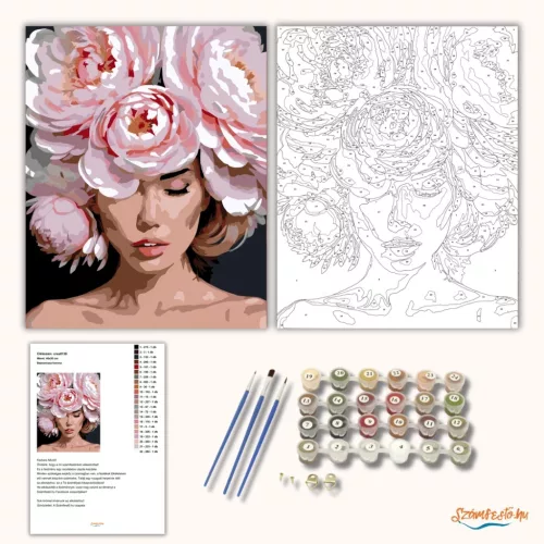 Bazsarózsa korona - számfestő készlet - Számfestő.hu - 60×70cm - Keret nélkül