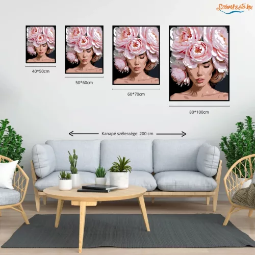 Bazsarózsa korona - számfestő készlet - Számfestő.hu - 60×70cm - Keretre feszítve