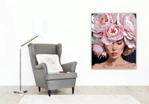 Bazsarózsa korona - számfestő készlet - Számfestő.hu - 40×50cm - Keretre feszítve