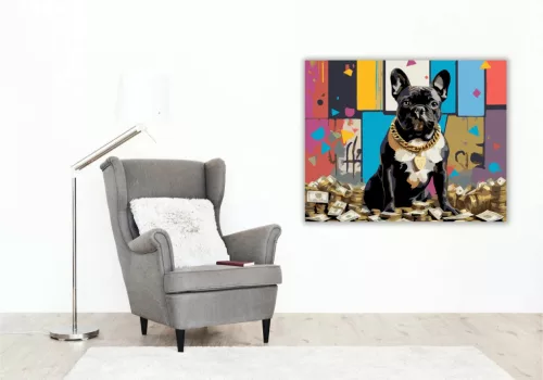 Vagány bulldog - számfestő készlet - Számfestő.hu - 50×60cm - Keret nélkül