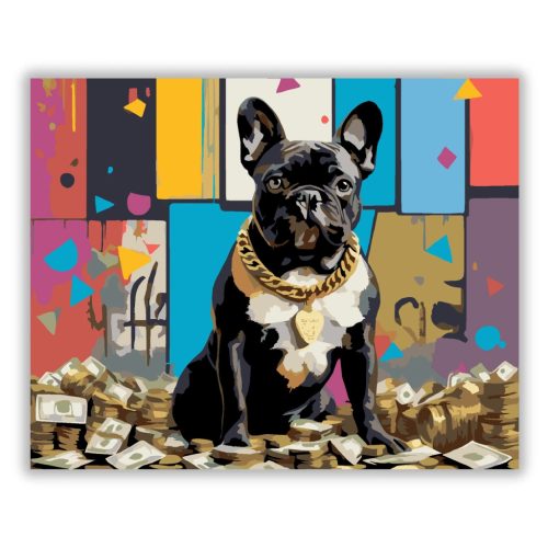 Vagány bulldog - számfestő készlet - Számfestő.hu - 60×70cm - Keret nélkül