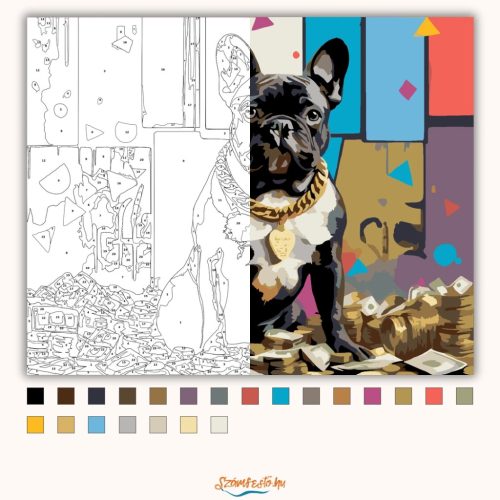 Vagány bulldog - számfestő készlet - Számfestő.hu - 40×50cm - Keret nélkül