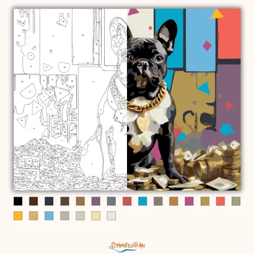 Vagány bulldog - számfestő készlet - Számfestő.hu - 40×50cm - Keretre feszítve