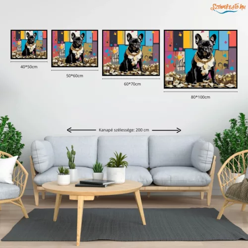 Vagány bulldog - számfestő készlet - Számfestő.hu - 40×50cm - Keretre feszítve
