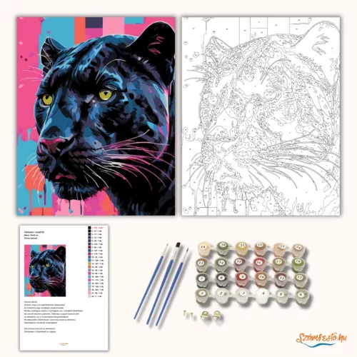 Párduc tekintet - számfestő készlet - Számfestő.hu - 60×70cm - Keret nélkül