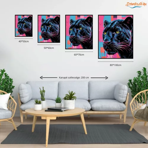 Párduc tekintet - számfestő készlet - Számfestő.hu - 60×70cm - Keret nélkül