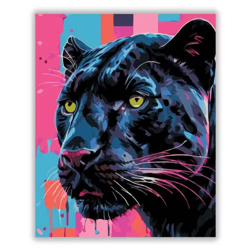 Párduc tekintet - számfestő készlet - Számfestő.hu - 80×100cm - Keretre feszítve