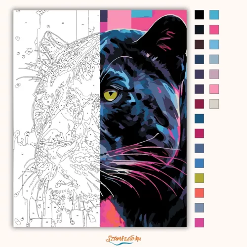 Párduc tekintet - számfestő készlet - Számfestő.hu - 40×50cm - Keret nélkül