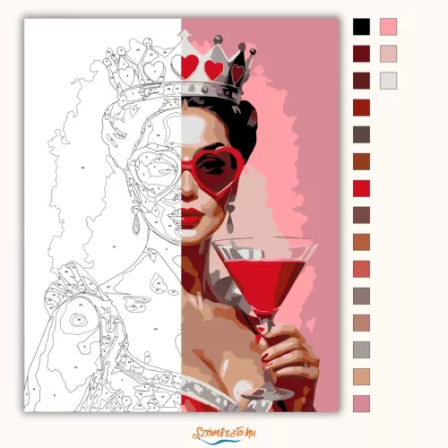 Pimasz koronás pillantás - számfestő készlet - Számfestő.hu - 50×60cm - Keretre feszítve