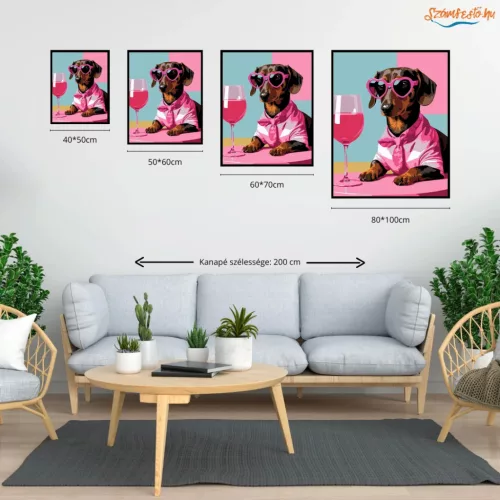 Vagány szemüveges tacskó - számfestő készlet - Számfestő.hu - 60×70cm - Keretre feszítve