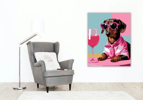 Vagány szemüveges tacskó - számfestő készlet - Számfestő.hu - 60×70cm - Keret nélkül