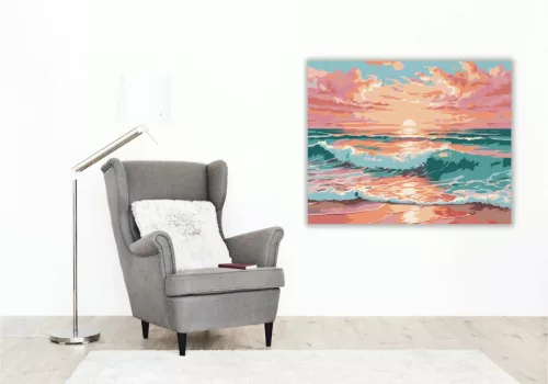 Aranyló hullámok nyugalma - számfestő készlet - Számfestő.hu - 50×60cm - Keret nélkül
